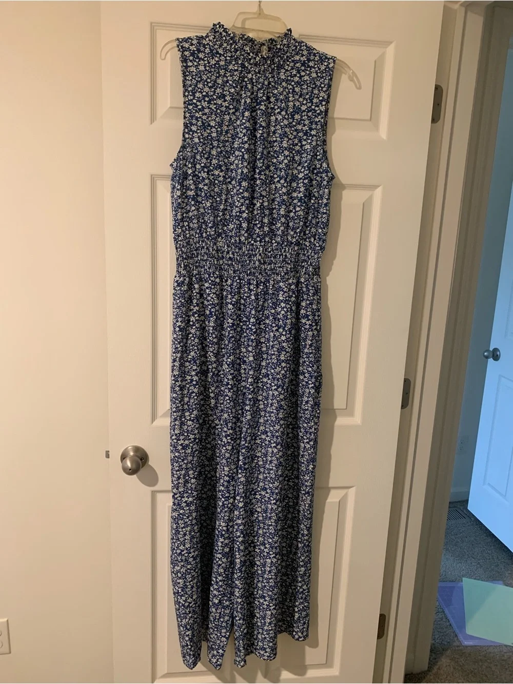 Cupshe Sleeveless Blue Floral Jumpsuit